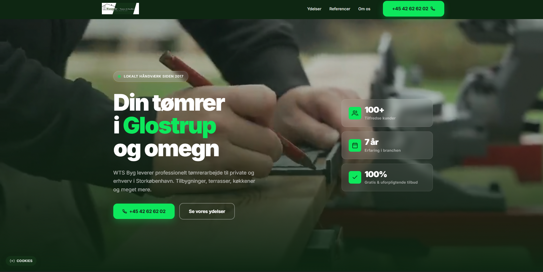 Wenneke Tømrer hjemmeside — bygget af NordicWebFlow