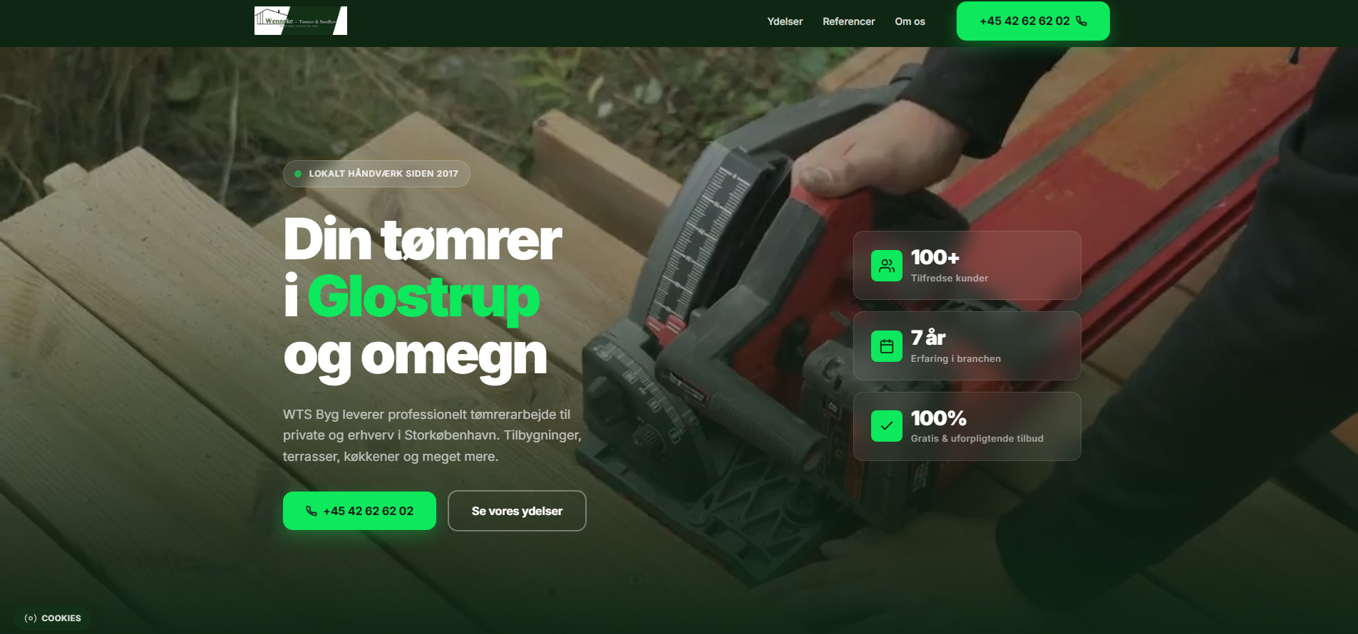 Wenneke Tømrer hjemmeside — bygget af NordicWebFlow